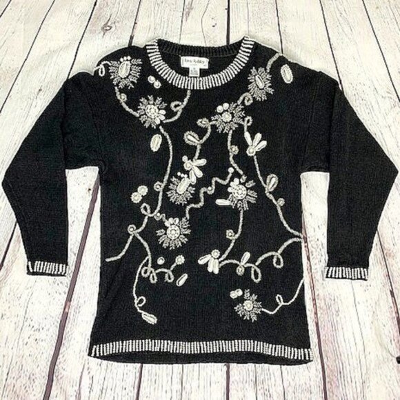 Lisa Ashley Originals Sweaters - VINTAGE LISA ASHLEY ORIGINALS PEARL BEADED SWEATER - M